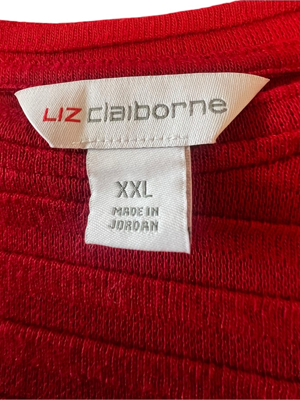 Liz Claiborne Girls' Bright Red Long Sleeve Top with Shoulder Buttons - Picture 2 of 3